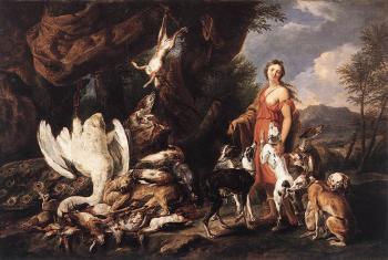 簡 法伊特 Diana with Her Hunting Dogs beside Kill 簡 法伊特 Diana with Her Hunting Dogs beside Kill